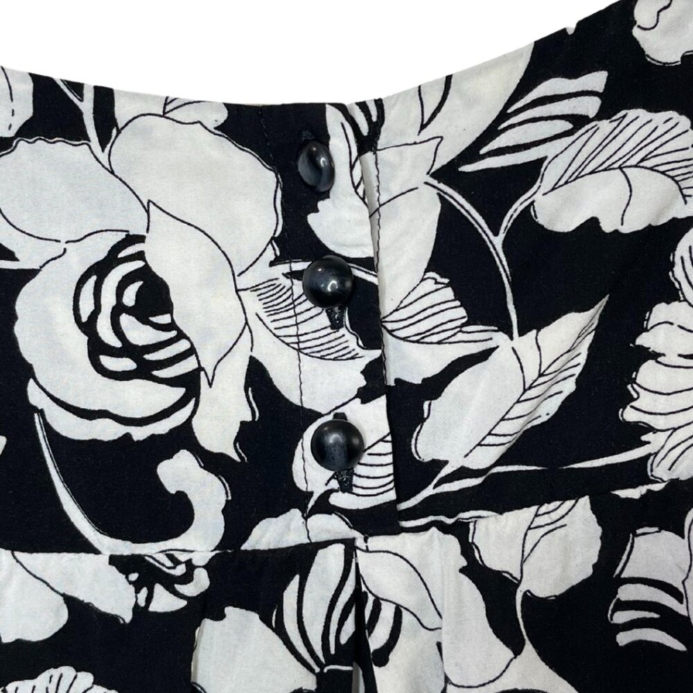 MAEVE | Anthropologie Zola Black and White Floral Shift Dress | Size 2 - Picture 7 of 11